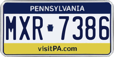 PA license plate MXR7386