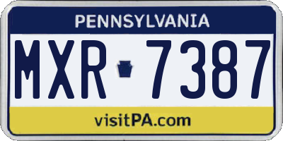 PA license plate MXR7387