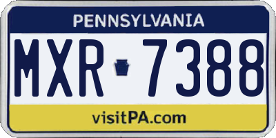 PA license plate MXR7388