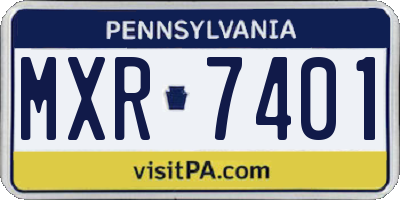PA license plate MXR7401