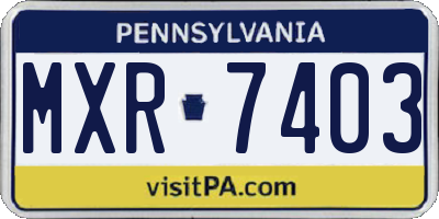 PA license plate MXR7403
