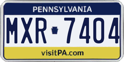 PA license plate MXR7404
