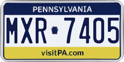 PA license plate MXR7405