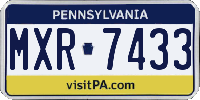 PA license plate MXR7433
