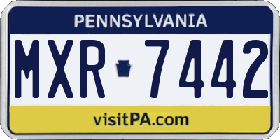 PA license plate MXR7442