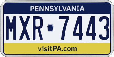 PA license plate MXR7443