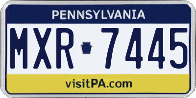 PA license plate MXR7445
