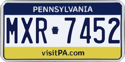 PA license plate MXR7452