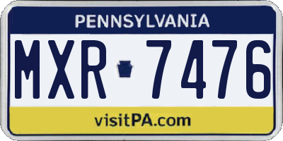PA license plate MXR7476