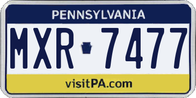 PA license plate MXR7477