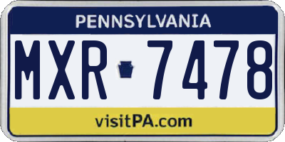 PA license plate MXR7478