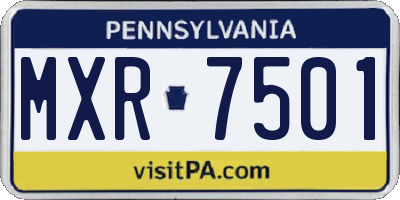 PA license plate MXR7501