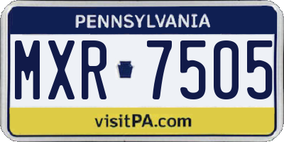 PA license plate MXR7505
