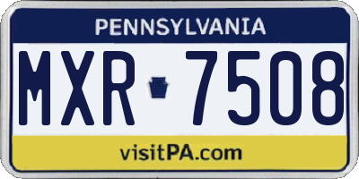PA license plate MXR7508