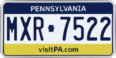 PA license plate MXR7522