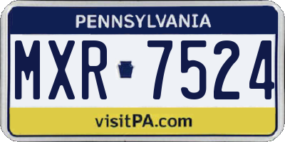 PA license plate MXR7524