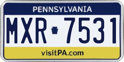 PA license plate MXR7531