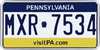 PA license plate MXR7534