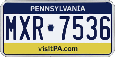PA license plate MXR7536