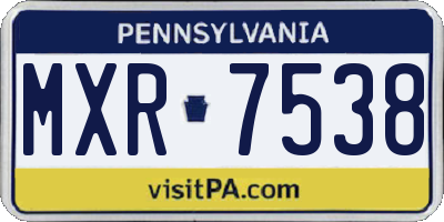 PA license plate MXR7538