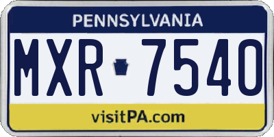 PA license plate MXR7540