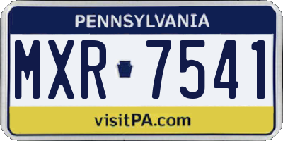PA license plate MXR7541