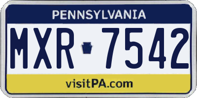 PA license plate MXR7542