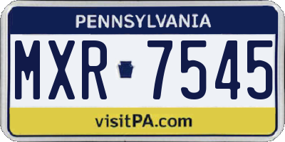 PA license plate MXR7545