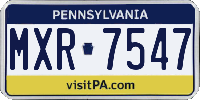 PA license plate MXR7547