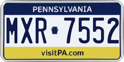 PA license plate MXR7552
