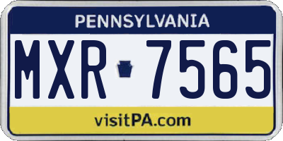 PA license plate MXR7565