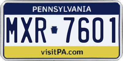 PA license plate MXR7601