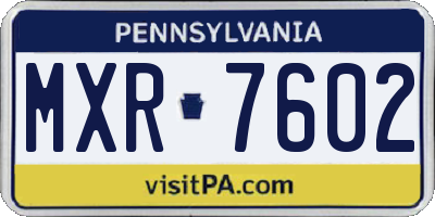 PA license plate MXR7602