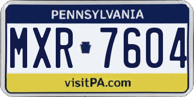PA license plate MXR7604
