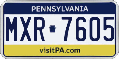 PA license plate MXR7605