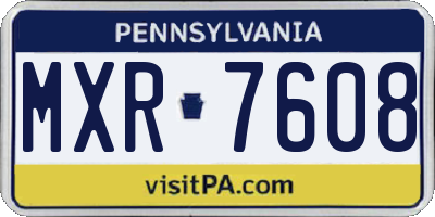 PA license plate MXR7608
