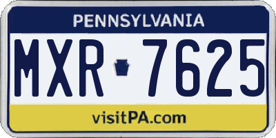 PA license plate MXR7625