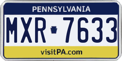 PA license plate MXR7633