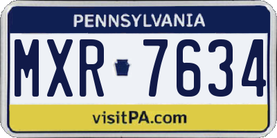 PA license plate MXR7634