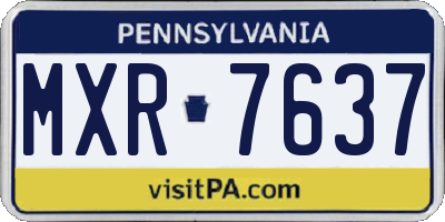 PA license plate MXR7637