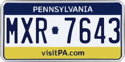 PA license plate MXR7643