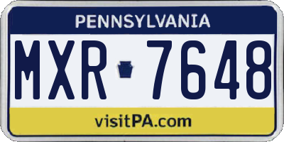 PA license plate MXR7648