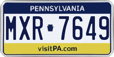 PA license plate MXR7649