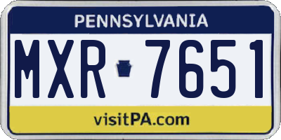 PA license plate MXR7651