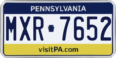 PA license plate MXR7652