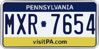 PA license plate MXR7654
