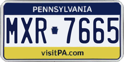 PA license plate MXR7665