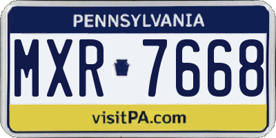 PA license plate MXR7668