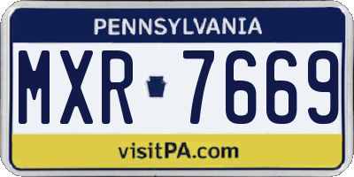 PA license plate MXR7669