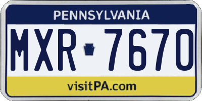 PA license plate MXR7670